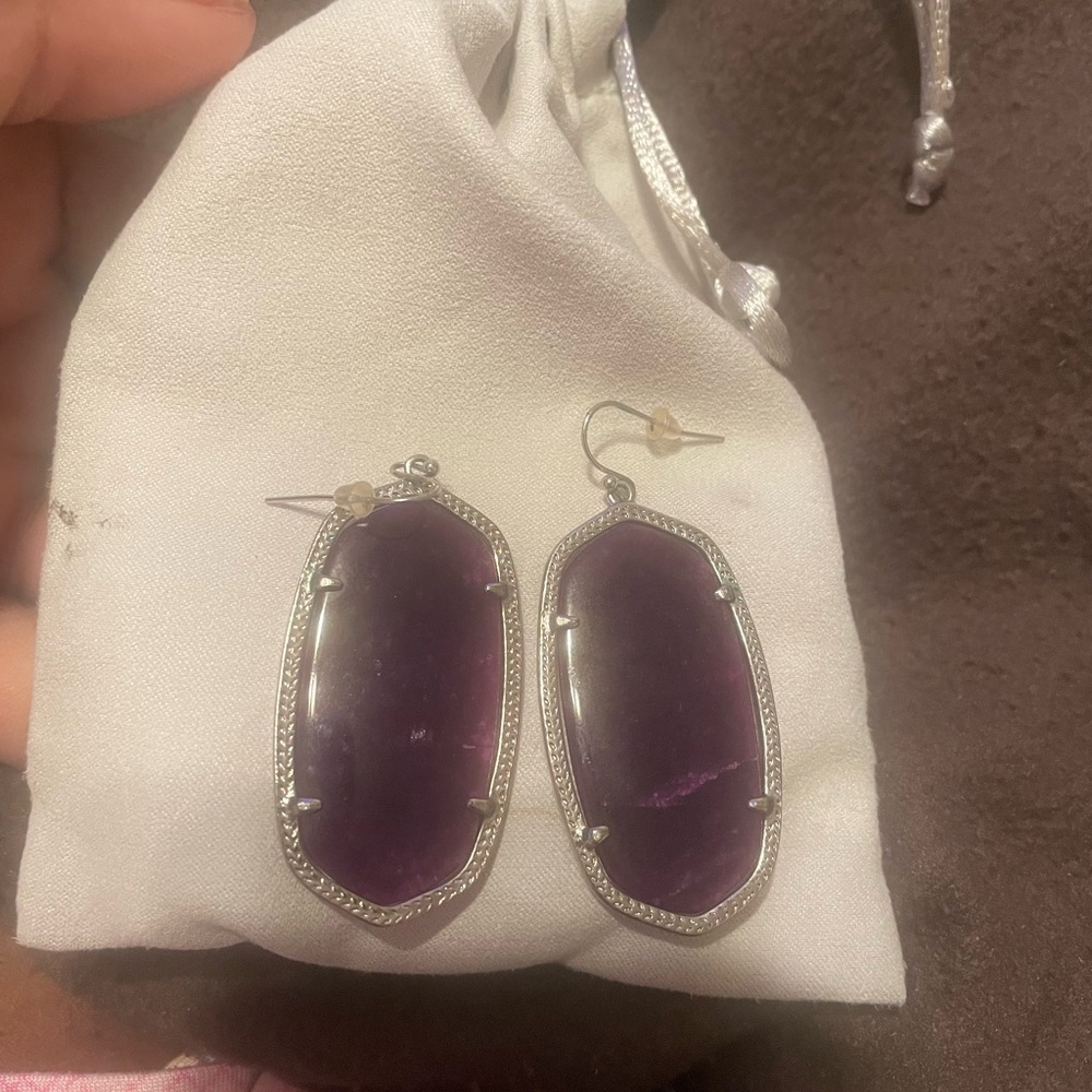 Kendra Scott purple Danielle earrings with silver trim